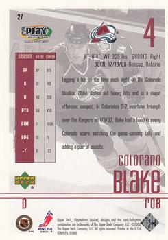 2001-02 Upper Deck Playmakers #27 Rob Blake Back