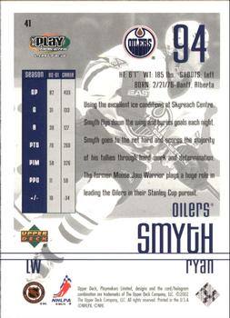 2001-02 Upper Deck Playmakers #41 Ryan Smyth Back
