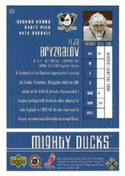 2001-02 Upper Deck Playmakers #102 Ilja Bryzgalov Back