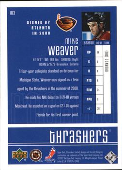 2001-02 Upper Deck Playmakers #103 Mike Weaver Back