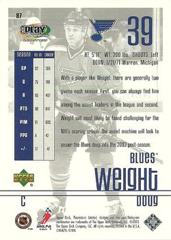2001-02 Upper Deck Playmakers #87 Doug Weight Back