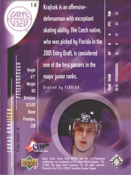 2001-02 Upper Deck CHL Prospects #18 Lukas Krajicek Back