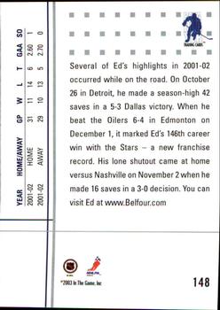 2002-03 Be a Player Between the Pipes #148 Ed Belfour Back