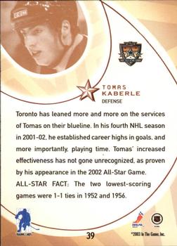 2002-03 Be a Player All-Star Edition #39 Tomas Kaberle Back