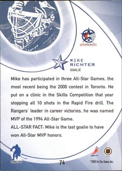 2002-03 Be a Player All-Star Edition #74 Mike Richter Back