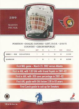 2002-03 Be a Player First Edition #289 Martin Prusek Back