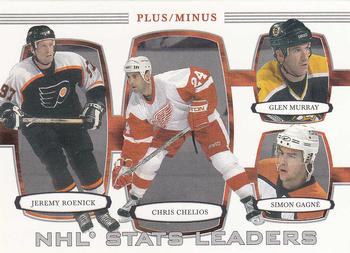 2002-03 Be a Player First Edition #374 Chris Chelios / Jeremy Roenick / Glen Murray / Simon Gagne Front