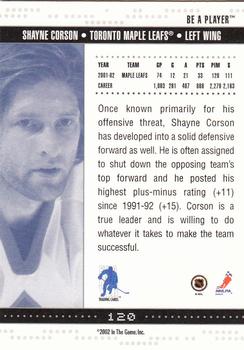2002-03 Be a Player Memorabilia #120 Shayne Corson Back