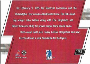 2002-03 Be a Player Memorabilia #250 John LeClair / Mark Recchi Back
