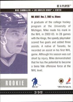2002-03 Be a Player Memorabilia #395 Mike Cammalleri Back