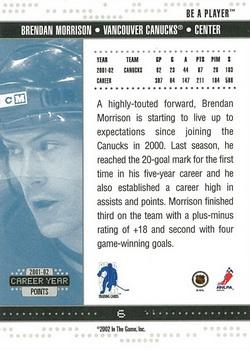 2002-03 Be a Player Memorabilia #6 Brendan Morrison Back