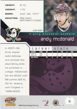 2002-03 Pacific #6 Andy McDonald Back