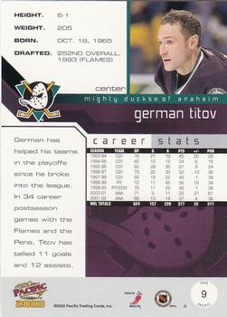 2002-03 Pacific #9 German Titov Back