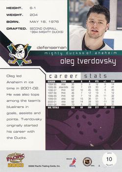 2002-03 Pacific #10 Oleg Tverdovsky Back