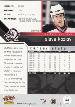 2002-03 Pacific #44 Slava Kozlov Back