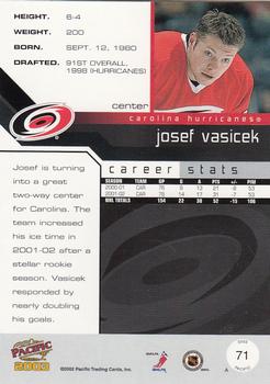 2002-03 Pacific #71 Josef Vasicek Back