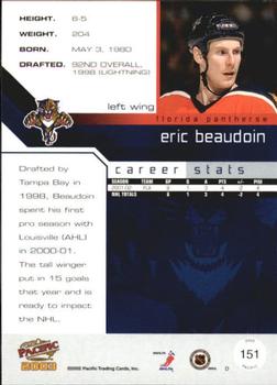 2002-03 Pacific #151 Eric Beaudoin Back