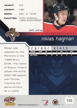 2002-03 Pacific #153 Niklas Hagman Back