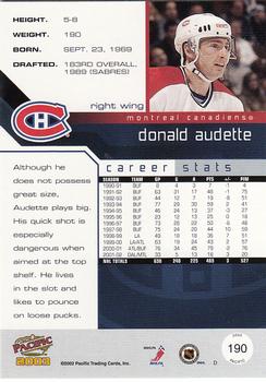 2002-03 Pacific #190 Donald Audette Back