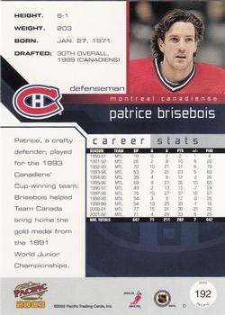 2002-03 Pacific #192 Patrice Brisebois Back