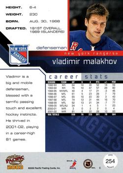 2002-03 Pacific #254 Vladimir Malakhov Back