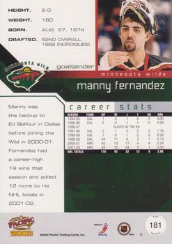 2002-03 Pacific #181 Manny Fernandez Back