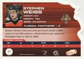 2002-03 Pacific Atomic #47 Stephen Weiss Back
