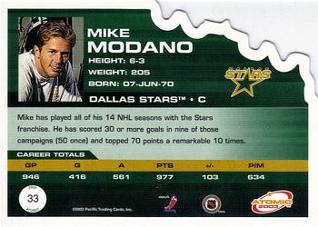 2002-03 Pacific Atomic #33 Mike Modano Back