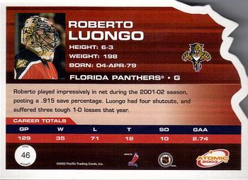 2002-03 Pacific Atomic #46 Roberto Luongo Back