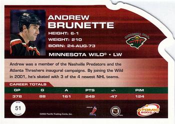 2002-03 Pacific Atomic #51 Andrew Brunette Back
