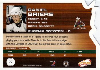 2002-03 Pacific Atomic #77 Daniel Briere Back