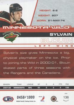 2002-03 Pacific Heads Up #136 Sylvain Blouin Back