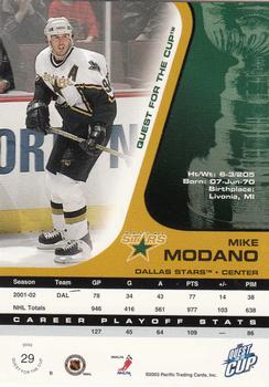 2002-03 Pacific Quest for the Cup #29 Mike Modano Back