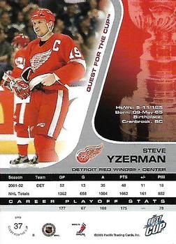 2002-03 Pacific Quest for the Cup #37 Steve Yzerman Back