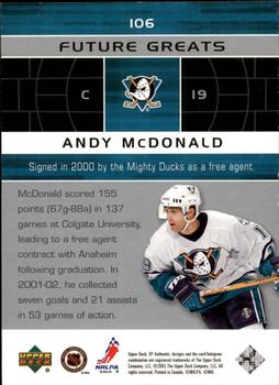 2002-03 SP Authentic #106 Andy McDonald Back