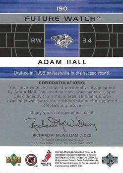 2002-03 SP Authentic #190 Adam Hall Back
