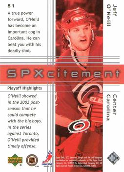 2002-03 SPx #81 Jeff O'Neill Back
