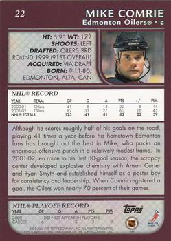 2002-03 Topps #22 Mike Comrie Back