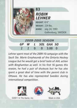 2010-11 In The Game Between The Pipes #83 Robin Lehner Back