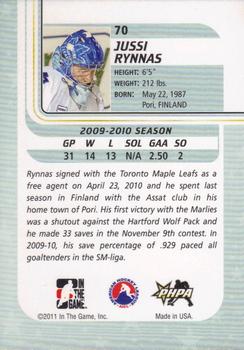 2010-11 In The Game Between The Pipes #70 Jussi Rynnas Back