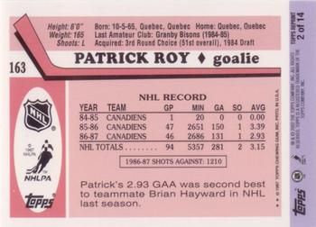 2002-03 Topps - Patrick Roy Reprints #2 Patrick Roy Back