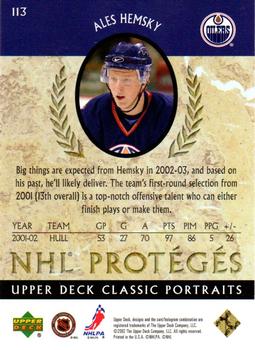 2002-03 Upper Deck Classic Portraits #113 Ales Hemsky Back