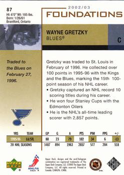 2002-03 Upper Deck Foundations #87 Wayne Gretzky Back