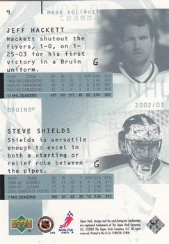 2002-03 Upper Deck Mask Collection #9 Steve Shields / Jeff Hackett Back