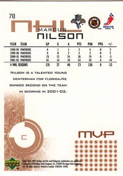2002-03 Upper Deck MVP #78 Marcus Nilson Back