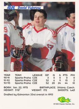 1993 Classic '93 Hockey Draft #48 David Vyborny Back