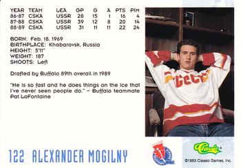 1993 Classic '93 Hockey Draft #122 Alexander Mogilny Back