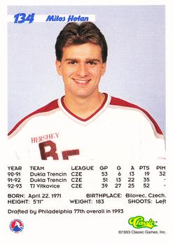 1993 Classic '93 Hockey Draft #134 Milos Holan Back