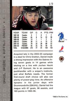 2003-04 Be a Player Memorabilia #19 Daniel Briere Back