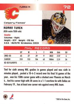 2003-04 In The Game Action #72 Roman Turek Back